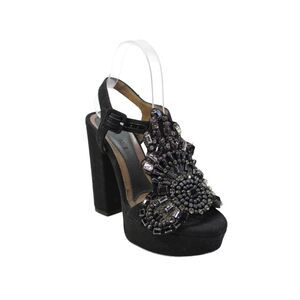 Marni Womens Embellished Platform Block Heels Shoes Black Size 7